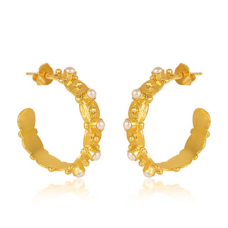 Honeysuckle Hoop Earrings - Pearl