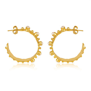 Honeysuckle Hoop Earrings - Pearl