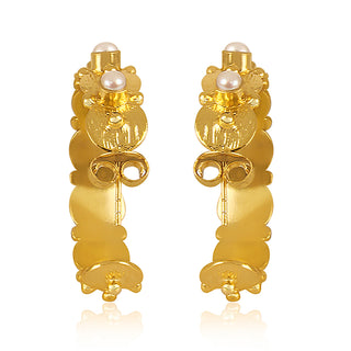 Honeysuckle Hoop Earrings - Pearl