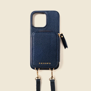 iPhone Case and Wallet with Long Strap - Navy