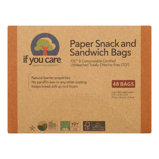If You Care Unbleached Snack & Sandwich Bags, 48ct, 12pk
