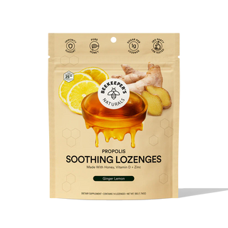 Beekeeper's Naturals Ginger Lemon Soothing Honey Lozenges, 14 ct
