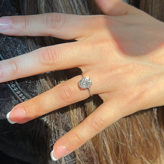 3.0ct Oval Cut Moissanite Hidden Halo Engagement Ring