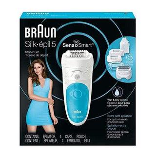 Braun Silk Epil 5 5890 Sensosmart Wet / Dry Epilator  Cordless  White / Blue