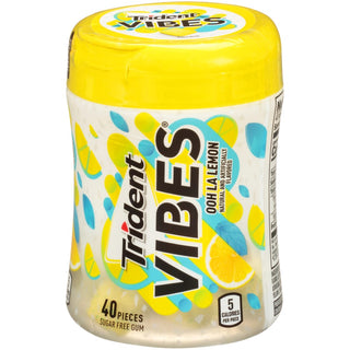 Trident Vibes Ooh La Lemon Sugar Free Gum 40 Ct Bottle