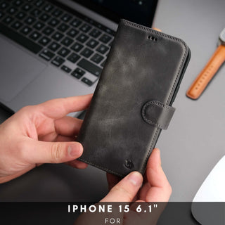 Casper Leather iPhone 15 Plus Wallet Case | Detachable MagSafe Compatible RFID Protection