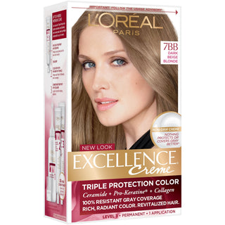 Excellence L'Oréal Paris Créme Permanent Hair Color, 7BB Dark Beige Blonde