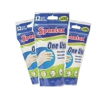 Spontex 76191 One Use Latex Gloves Fits All