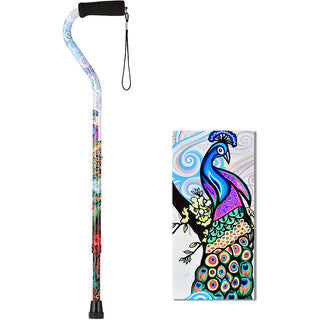 NOVA Designer Offset Cane with Foam Grip - Proud Peacock Pattern (Model 1070PK)