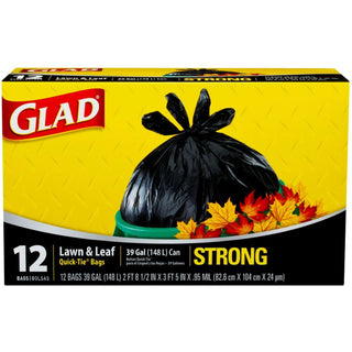 Glad Quick Tie Lawn & Leaf Bags, 39 Gallon, Black