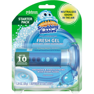 Scrubbing Bubbles Toilet Cleaning Stamp, Rainshower, Fresh Gel, Starter Pack 1.34 Oz