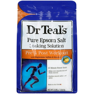 Dr Teal's Pre & Post Workout Pure Epsom Salt Soaking Solution, 3 Lbs
