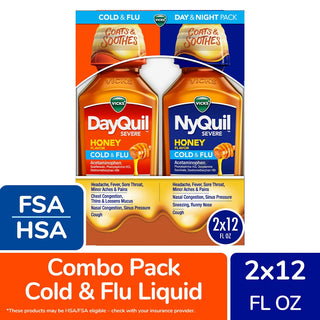 Vicks® DayQuil™ & NyQuil™ SEVERE Honey – Maximum Strength Cold & Flu Relief (Day/Night Pack