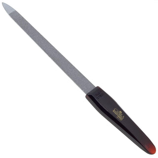 Camila Solingen CS17 5" Professional Sapphire Metal Nail File Pointed For Fingernail And Toenail Care. Double Sided Coarse Fine For Manicure/Pedicure. Made Of Stainless Steel, Germany