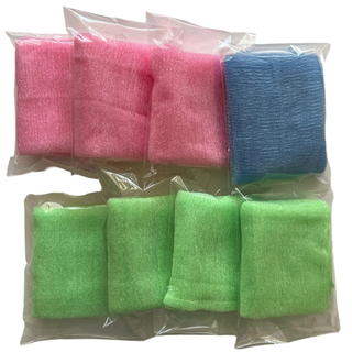 Mirra Retreatments 8 Pack Lot Exfoliating Wash Cloth Spa Bath Body Nylon Towel Loofah Scrub