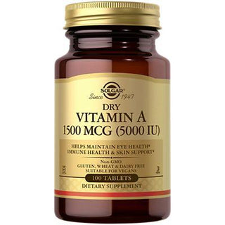 Solgar Vitamin A Dry 1500 mcg (5,000 IU) 100 Tablets