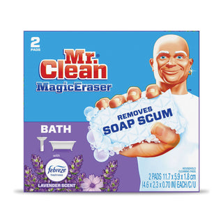 Mr. Clean Magic Eraser Febreze Lavender Scent Bath Scrubber Cleaning Pads (2-count, 4.6 In.)