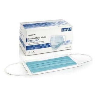 McKesson Medical Face Masks, Level 1 - Pleated with Ear Loops, Non-Sterile, Blue 50ct
