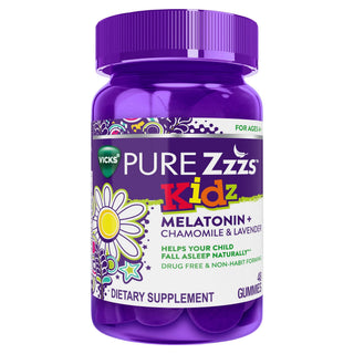 Vicks Pure ZZZs Kidz Melatonin Gummies, Natural Berry, 48 Count