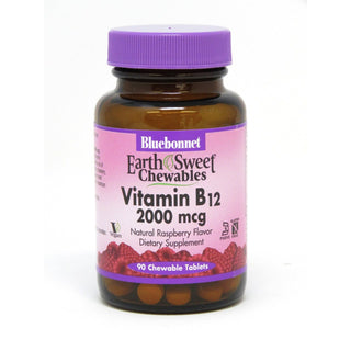 Bluebonnet EarthSweet Chewables Vitamin B12 2000 Mcg, Raspberry Flavor, 90 Chewable Tablets, Nutrition