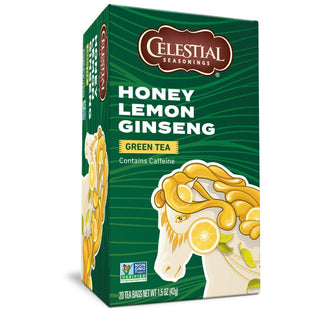 Celestial Seasonings Honey Lemon Ginseng Green Tea Bags 20 Ct Box
