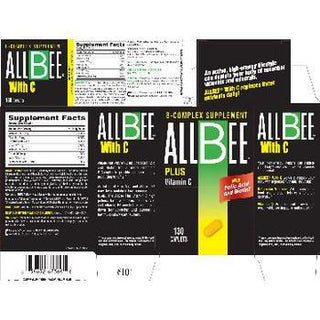 AllBee B Complex Supplement Plus Vitamin C, Caplets 130 caplets
