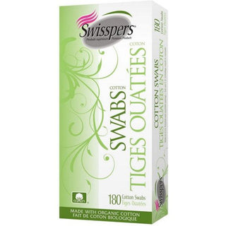 Swisspers Cotton Organic Swabs 180 Count Wooden