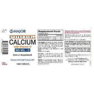 Major Oyster Shell Calcium With Vitamin D 500 Mg + D