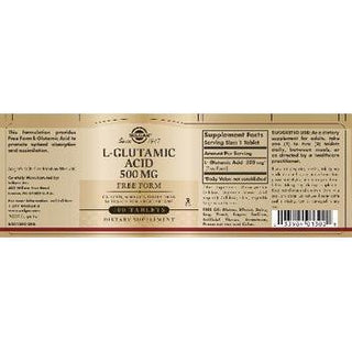 Solgar L-Glutamic Acid - 500 Mg - 100 Comprimidos