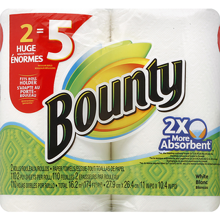 Bounty Paper Towels, Huge Rolls, White, 2 Ply