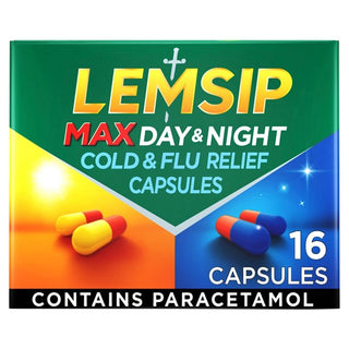Lemsip Max Day & Night Cold & Flu Relief Capsules, 16 Capsules