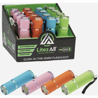 Neomier COB Light Emitting Diode Flashlight With Rubber Grip, Assorted Colors, Includes Three AAA Batteries