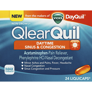 Vicks QlearQuil Max Strength Non-Drowsy Daytime Sinus & Congestion Liquicaps 24 Ct Box