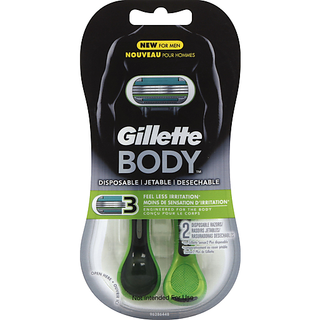 Gillette Body Razors, Disposable, For Men, 3 Blades