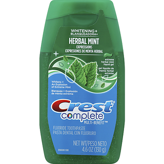Crest Complete Multi-Benefit Whitening+ Extreme Herbal Mint Liquid Gel Fluoride Toothpaste 4.6 Oz. Tube