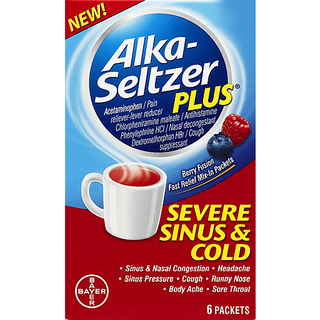 Alka-Seltzer Severe Sinus & Cold, Fast Relief Mix In Packets, Berry Fusion