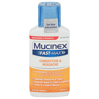 Mucinex Fast Max Adult Congestion & Headache Liquid, 6 Ounce