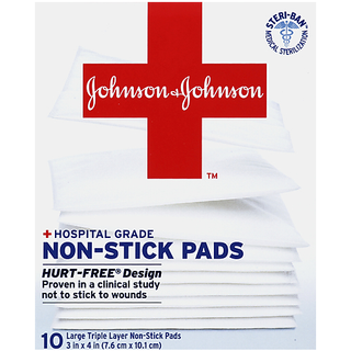 Johnson & Johnson Non Stick Pads, Hospital Grade, Triple Layer, Large
