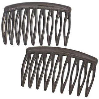Camila Paris CP3110 French Hair Side Comb, 2 Pack Curved Gray Flexible Durable Decorative Hair Combs, Strong Hold Hair Clips For Women, No Slip Styling Girls Hair Accessories Made In France