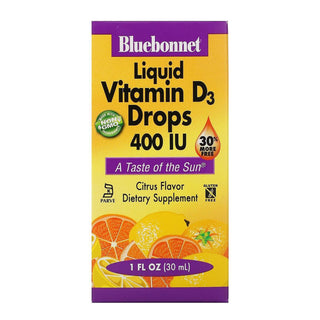 Bluebonnet Liquid Vitamin D3 Drops 400 IU, Natural Citrus Flavor, 1 Oz, Nutrition