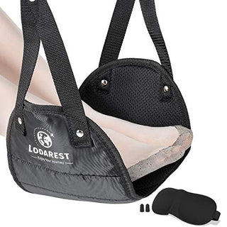 3M Foot Hammock Travel Footrest For Airplane - Prevents Stiffness And Swelling On Long Flights - Foot Sling Fits To Table Tray Or Headrest To Improve Circulation And Deepen Rest - Portable Carry