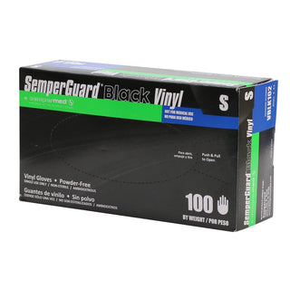 Semper Guard Powder Free Black Vinyl Small Gloves