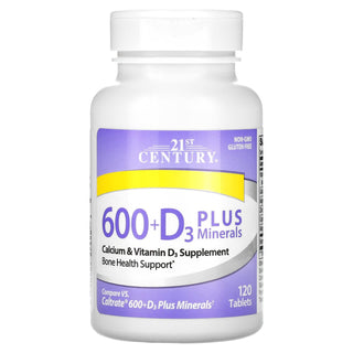 21st Century Calcium 600 D3  Min Tablet 120 Ct