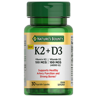 Nature's Bounty Vitamin K2 + D3, 100 Mcg, Vegetable Capsules