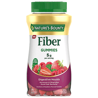 Nature's Bounty Fiber, Digestive Health, 5 G, Gummies, Strawberry & Raspberry Flavored