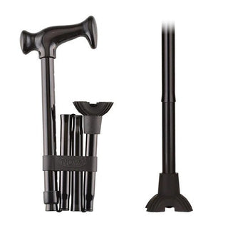 Nova Folding Cane With Mini Quad Tip - Black