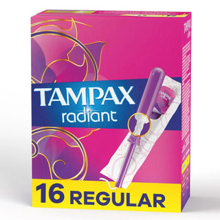 Tampax Radiant Plastic Tampons, Regular Absorbency, Unscented