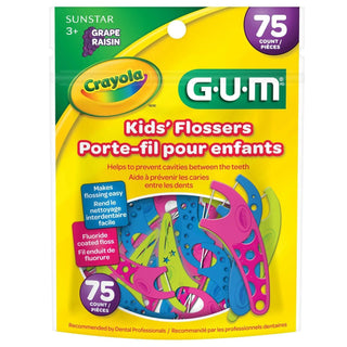 GUM Crayola Kids Flossers Grape Fluoride Coated Ages 3