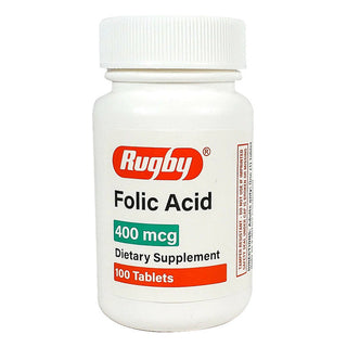 Rugby® Folic Acid 400 mcg - 100 Tablets (Vitamin B9 Supplement)