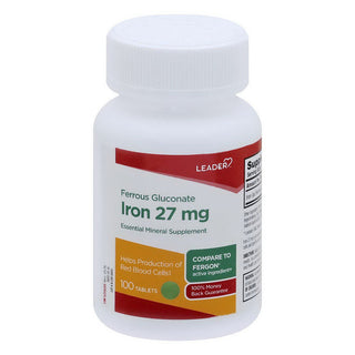 Leader Ferrous Gluconate, Iron 27 Mg, Tablets